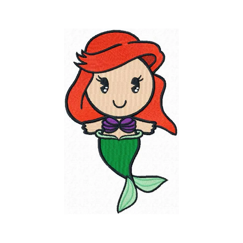 Preview of Disney Cuties Little Mermaid embroidery design, showcasing a whimsical Ariel motif for creative projects.