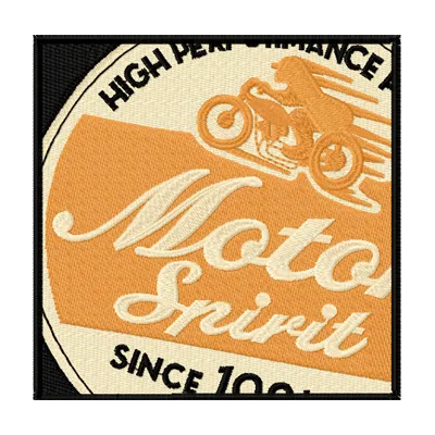 Preview of the Moto Spirit block embroidery design featuring automotive motifs for stitching on apparel and accessories.
