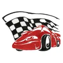 Tribal racing 2 embroidery design showcasing dynamic motifs for auto and moto enthusiasts on fabric.