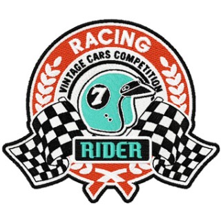 Retro Vintage Racing label embroidery design - Embroidery Design