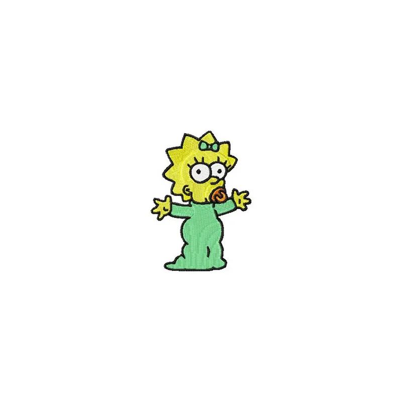 Maggie Simpson embroidery design featuring the beloved character, ideal for stitching on t-shirts and hoodies.