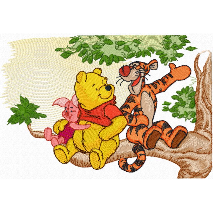 Winnie Pooh and Tigger talking embroidery design - Embroidery Design