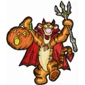 Tigger celebrates Halloween embroidery design featuring Tigger dressed in a spooky costume, perfect for festive projects.