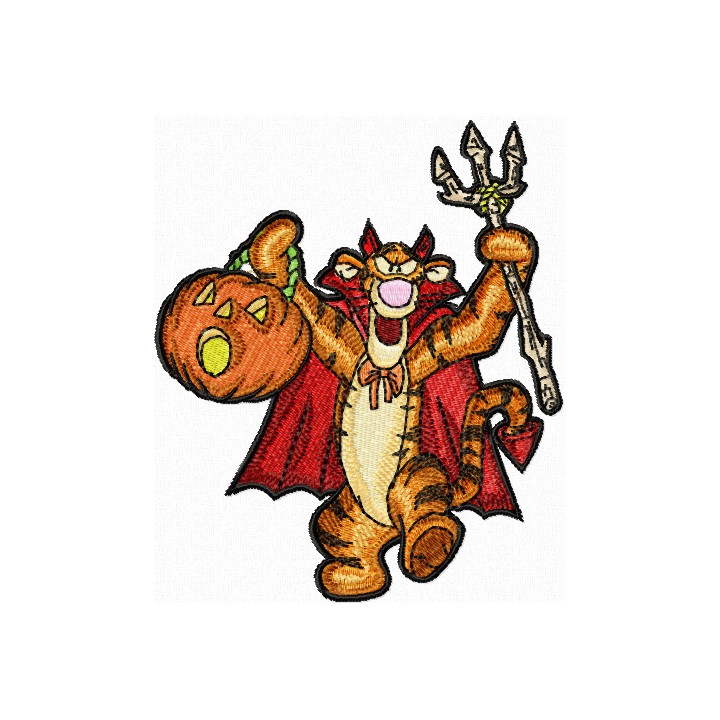 Tigger celebrates Halloween embroidery design - Embroidery Design