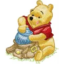 Winnie Pooh with bag embroidery design featuring Pooh and friends, perfect for embellishing t-shirts and tote bags.