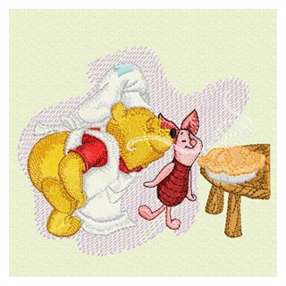 Winnie Pooh and Piglet cook embroidery design - Embroidery Design