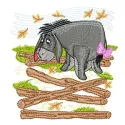 Eeyore 2 embroidery design showcasing a whimsical stitched motif of the beloved character for crafting projects.