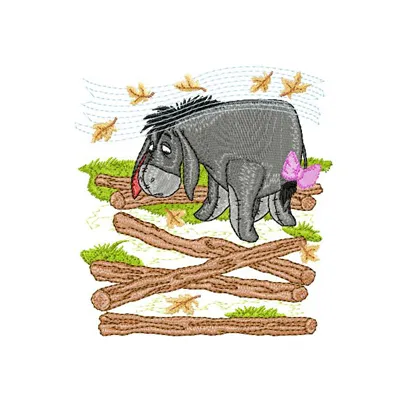 Eeyore 2 embroidery design showcasing a whimsical stitched motif of the beloved character for crafting projects.