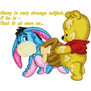 Baby Pooh and Eeyore with honey embroidery design - Embroidery Design
