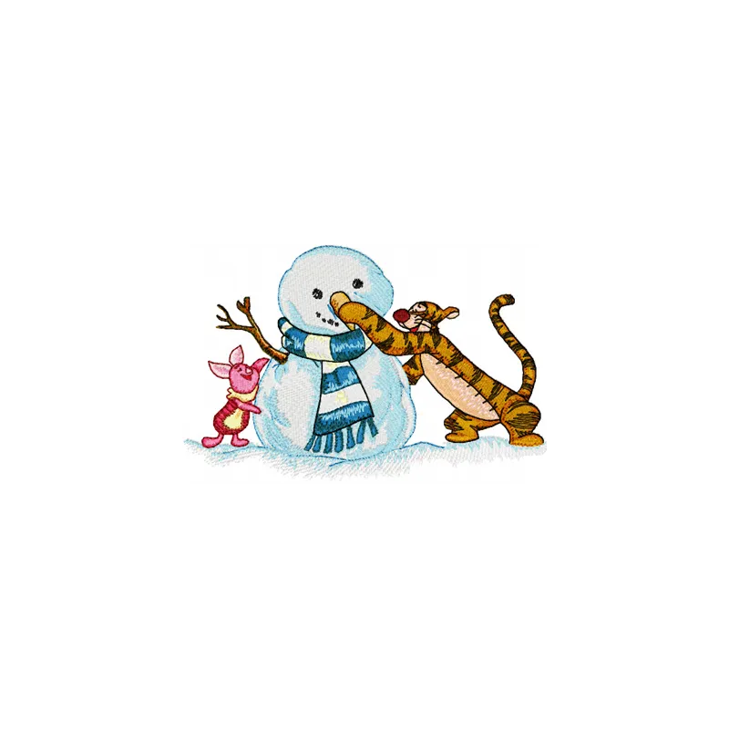 Preview of Christmas Tigger and Piglet embroidery design featuring festive characters for holiday stitching projects.