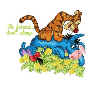 Tigger and Eeyore Hi friend, don*t sleep embroidery design - Embroidery Design