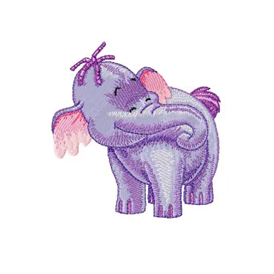 Heffalump 1 embroidery design featuring a whimsical character, ideal for stitching on baby onesies or tote bags.