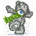 Adorable teddy bear winter embroidery design showcasing a cozy stitched motif perfect for baby onesies or blankets.