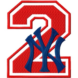 NY Yankees number two with logo embroidery design - Embroidery Design
