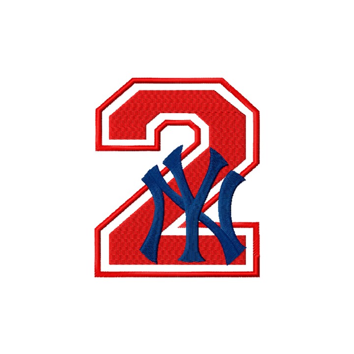 NY Yankees number two with logo embroidery design - Embroidery Design