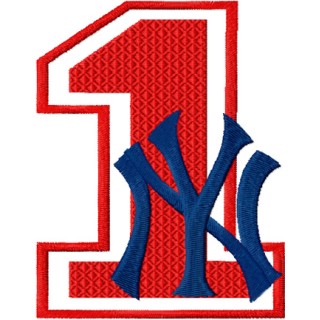 NY Yankees number one with logo embroidery design - Embroidery Design