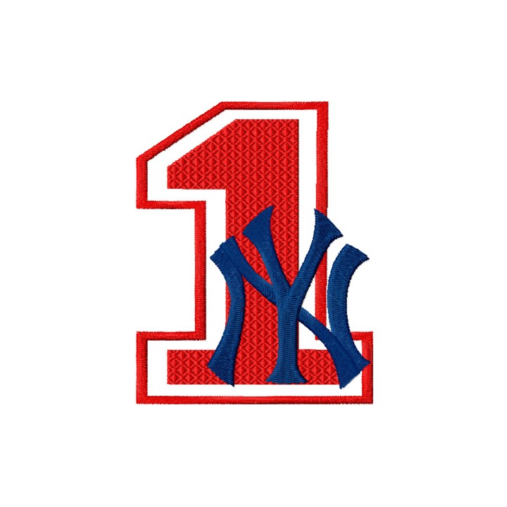 NY Yankees number one with logo embroidery design - Embroidery Design