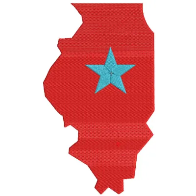 Embroidery design preview of the Bloomington Bison logo for hockey team stitching pattern.