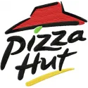 Embroidery design of the Pizza Hut logo, showcasing vibrant stitching patterns for fast food themed projects.