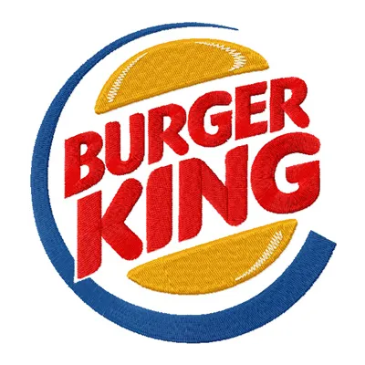 Embroidery design featuring the iconic Burger King logo, perfect for fast food-themed stitching projects.