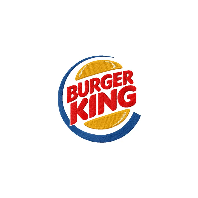 Embroidery design featuring the iconic Burger King logo, perfect for fast food-themed stitching projects.