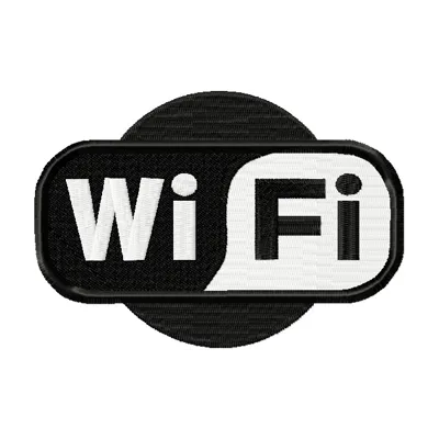 WiFi logo classic embroidery design showcased on a business shirt, ideal for tech-themed stitching projects.