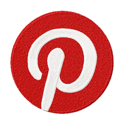Preview of Pinterest logo embroidery design in two colors, suitable for social media-themed projects.