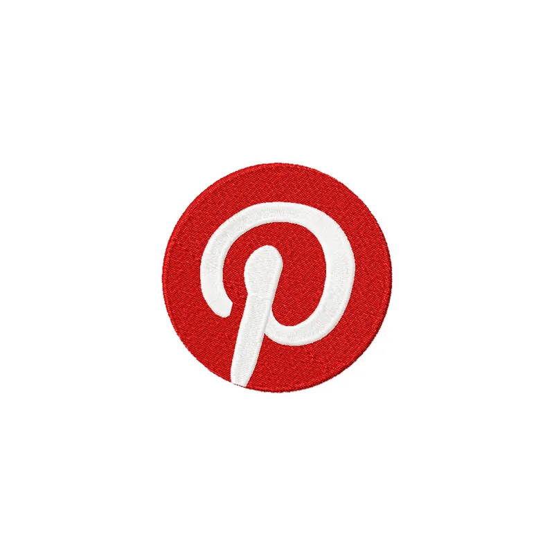 Preview of Pinterest logo embroidery design in two colors, suitable for social media-themed projects.