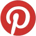 Embroidery design of the Pinterest logo, showcasing intricate stitching patterns for social media enthusiasts.