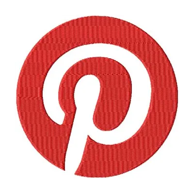 Embroidery design of the Pinterest logo, showcasing intricate stitching patterns for social media enthusiasts.