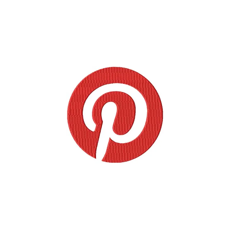 Embroidery design of the Pinterest logo, showcasing intricate stitching patterns for social media enthusiasts.