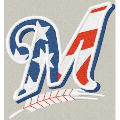 Milwaukee Brewers Flag Logo embroidery design for stitching on caps, t-shirts, or tote bags.