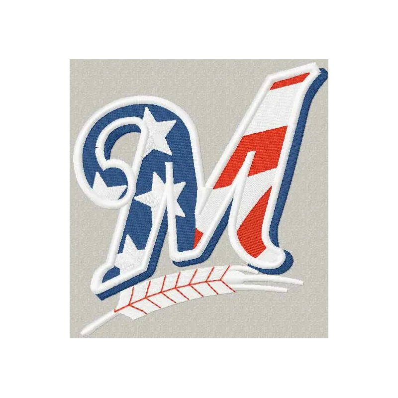 Milwaukee Brewers Flag Logo embroidery design for stitching on caps, t-shirts, or tote bags.