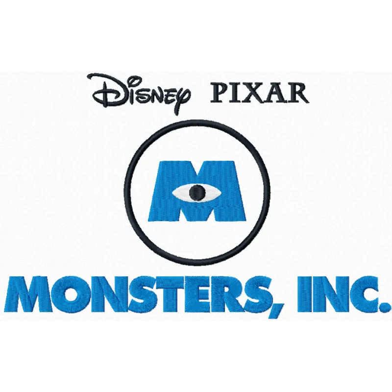 Monster Inc logo embroidery design showcasing vibrant colors and intricate details for creative stitching projects.