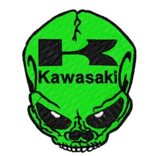 Kawasaki skull logo embroidery design - Embroidery Design