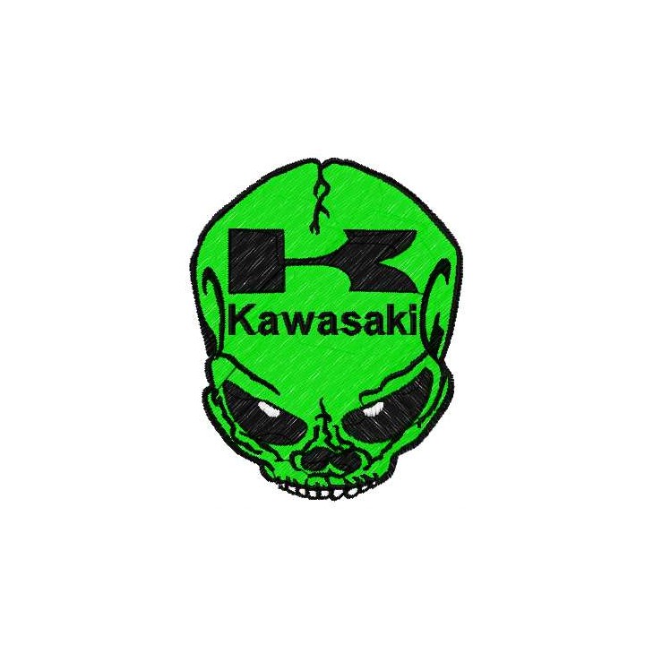 Kawasaki skull logo embroidery design - Embroidery Design