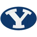 Brigham Young Cougars logo embroidery design showcased on a fabric surface, ideal for sports apparel and accessories.