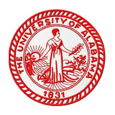 Embroidery design featuring the classic University of Alabama logo, ideal for stitching on apparel and accessories.