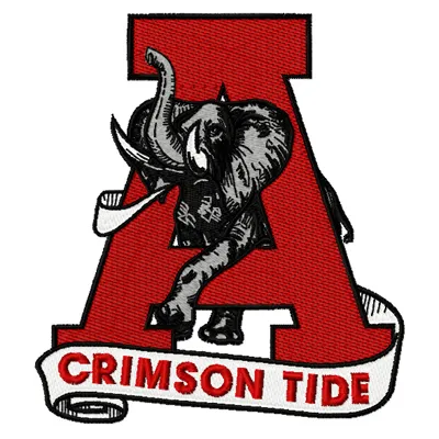 Alabama University Crimson Tide logo 4 embroidery design preview showcasing intricate stitching details.