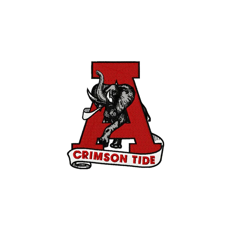 Alabama University Crimson Tide logo 4 embroidery design preview showcasing intricate stitching details.