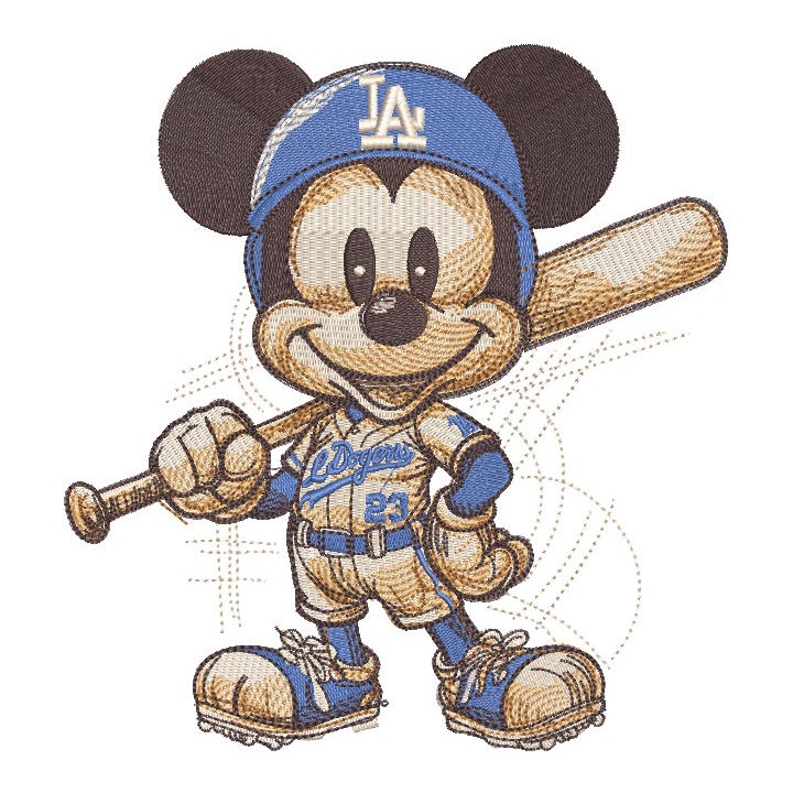 Mickey Mouse Baseball Dodgers embroidery design - Embroidery Design