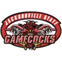 Jacksonville State Gamecocks logo embroidery design showcased on a fabric background, ideal for sports enthusiasts.