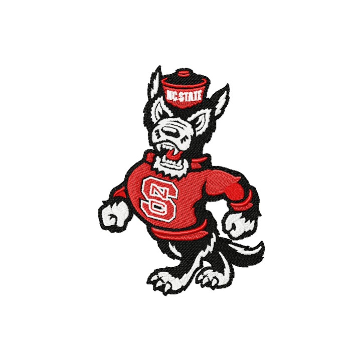 Walking angry wolf with NC State sweater embroidery design - Embroidery Design
