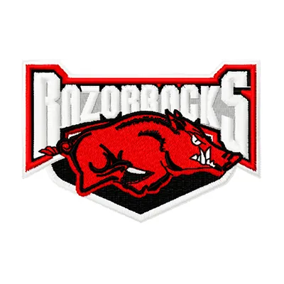 Embroidery design featuring the Arkansas Razorbacks logo, ideal for stitching on apparel and accessories.