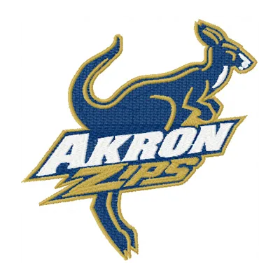 Akron Zips logo embroidery design preview showcasing a vibrant stitching pattern for personalized apparel.