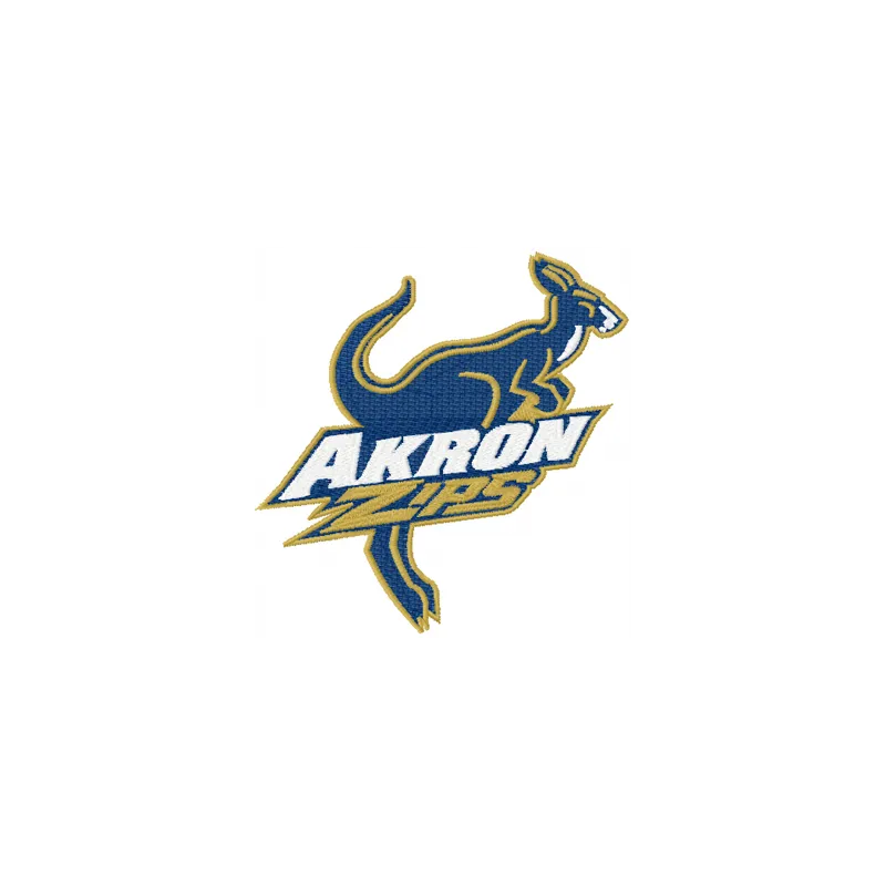 Akron Zips logo embroidery design preview showcasing a vibrant stitching pattern for personalized apparel.