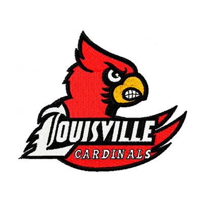 Louisville Cardinals logo embroidery design preview, showcasing intricate stitching patterns for sports enthusiasts.