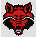 Embroidered Arkansas State Red Wolves college logo design, showcasing a vibrant stitching pattern for sports apparel.