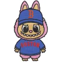 Embroidery design preview of Labubu Boston Red Sox pattern featuring vibrant colors and detailed stitching.