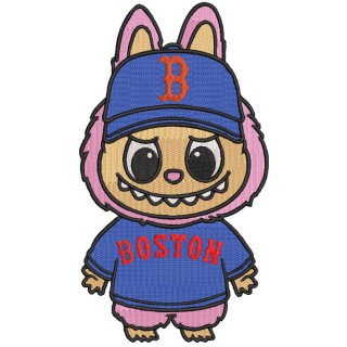 Labubu Boston Red Sox embroidery design - Embroidery Design